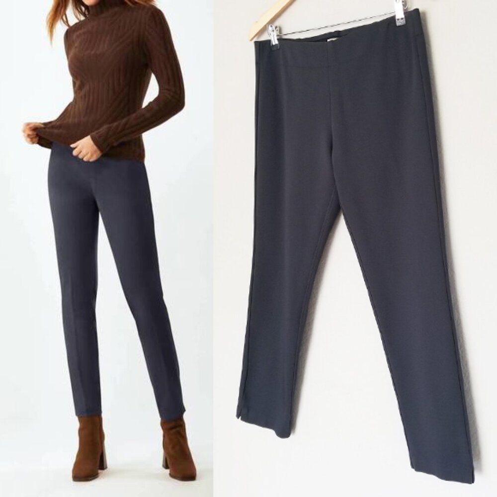 ECRU Springfield Pull On Pant Size L Charcoal Grey Slim Office Preppy Comfy $198